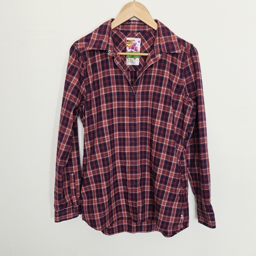 Burton Dryride Plaid Snap Button Down Flannel Shirt With Pockets Women's Size L